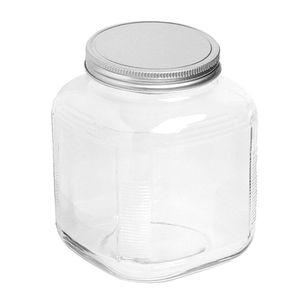 DB 1 Gallon Eco-Friendly Clear <b>Glass</b> Cracker Jar Brushed Aluminum <b>Lid</b> Cylinder Storage <b>Bottles</b> for Party 4 Pack for Christmas - Product Image 2