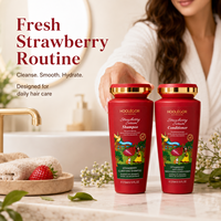 Ensemble Shampooing et Après-Shampooing à l'Extrait de Fraise Anti-Frisottis Lissant Hydratant Soin Capillaire Coffret Cadeau 270ml 400ml