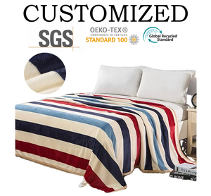 Manta de Franela de Poliéster a Rayas Color Coral para Verano, Aire Acondicionado, Oficina, <span class=keywords><strong>Siesta</strong></span>, Sofá, Individual, Ligera, para Viaje - Product Image 1