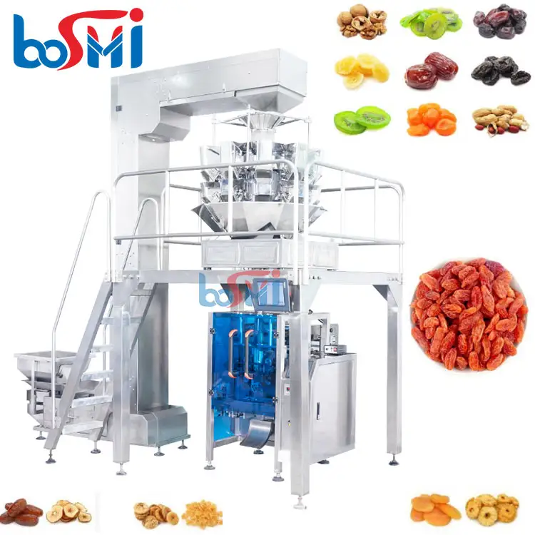 Полностью автоматическая упаковочная машина для взвешивания головок Muilti для орехов, сухих фруктов, жареного арахиса