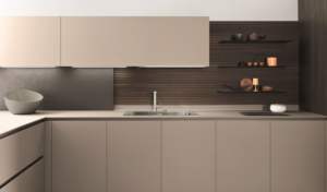 Fabrication sur mesure de meubles de cuisine en bois américain laqué, sans poignée, design OEM - Product Image 3