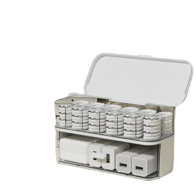 CY-JX2411 Design Power Cord Storage Box Office Organizer PP Multifunction Plastic Cable Organizer for Phone Charger Data Cables