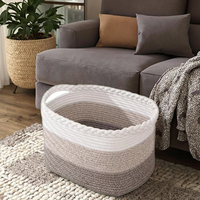 Panier de rangement pliable rectangulaire moderne en corde de coton américain avec poignée, multifonctionnel, gain de place, écologique, durable, pour usage domestique