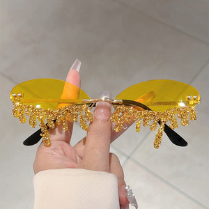 Nuevas Gafas de Sol de Lujo con Montura Metálica Brillante Hechas a Mano, Estilo Clásico sin Montura, Modelo Lágrimas del Diablo - Product Image 2