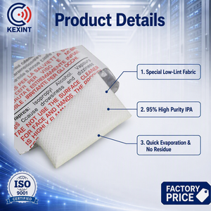 Toallitas Desinfectantes para Cable de Fibra Óptica FTTH KEXINT, <span class=keywords><strong>95</strong></span>% <span class=keywords><strong>Alcohol</strong></span> Isopropílico Puro, Tela de Bajo Contenido de Pelusas, Certificación CE, -40~85 - Product Image 2