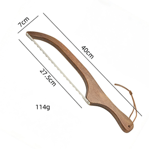 Couteau à <span class=keywords><strong>pain</strong></span> manuel en acier inoxydable avec lame en forme d'arc pour <span class=keywords><strong>pain</strong></span> fait maison, <span class=keywords><strong>pain</strong></span> au levain, bagels, baguettes, manche en bois d'acacia - Product Image 2