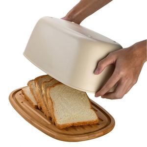 Boîte en fibre de bambou blanche de 6 L pour comptoir de cuisine, planche à découper épaisse avec support de rangement pour pain fait maison - Product Image 2