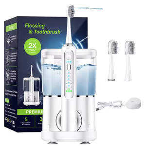 Brosse à dents sonique électrique et irrigateur buccal combinés, portable, sans fil, avec étanchéité IPX7, charge de type C - Product Image 1