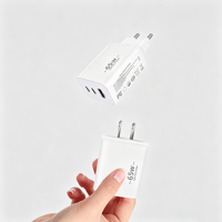 Chargeur rapide GaN OEM 65W 2C1A USB-C PD3.1 QC3.0, adaptateur mural multi-ports haute vitesse, prise US pour téléphone et écouteurs