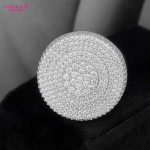 Cadermay Men's Moissanite <b>Ring</b> <b>925</b> Sterling <b>Silver</b> White Gold Plated Round Micro Pave Everyday Wear Jewelry - Product Image 1