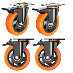 100 mm Hochbelastbare Geschmiedete Stahl-Schwenkrollen mit Gesamtbremse, Oberplatte, Kugellager und Elektrophoretischer Beschichtung für Wagen - Product Image 3