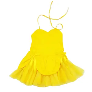 定制彩色黄色舞蹈连衣裙蜜蜂可爱连衣裙女孩日用蕾丝热卖棉梭织连衣裙