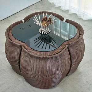 Sedia <span class=keywords><strong>e</strong></span> <span class=keywords><strong>Tavolo</strong></span> <span class=keywords><strong>da</strong></span> <span class=keywords><strong>Giardino</strong></span> in Rattan PE, Design Moderno Salvaspazio, Arredamento per Esterni, Hotel, Patio <span class=keywords><strong>e</strong></span> Bordo Piscina - Product Image 3