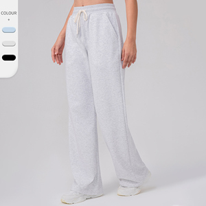 Pantalon de survêtement d'entraînement Pantalon de yoga taille haute à jambe large avec cordon de serrage - Product Image 2