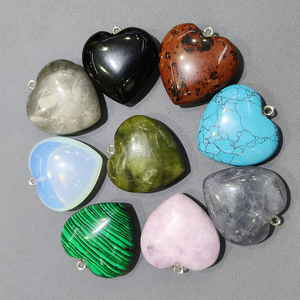 Pendentif cœur en pierre naturelle de 30 mm, agate rouge, <span class=keywords><strong>aventurine</strong></span> verte, œil de tigre, pour femmes et hommes, bijoux fantaisie en pierres précieuses - Product Image 3