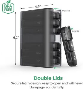 Boîte à pilules portable mini 7 jours en plastique PP, petite boîte à médicaments de poche avec impression de logo, boîte de rangement métallique, vente en gros - Product Image 4