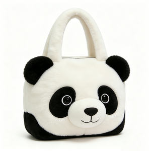 Sac fourre-tout en peluche panda personnalisé, Sac à main panda mignon, Sac à main en peluche animal, Sac fourre-tout en peluche avec visage de panda - Product Image 3