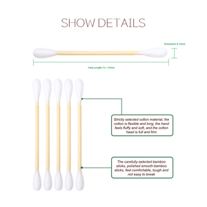 Bastoncini di Cotone Organici a Doppia Punta Grandi e Multifunzionali con Bastoncino in Bambù per Pulizia, Personalizzabili all'Ingrosso - Product Image 5