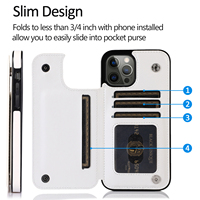Coque Téléphone Portable Meilleure Vente en Cuir PU, Étui Portefeuille Multifonctionnel avec Porte-Cartes et Support Rabat pour iPhone 15