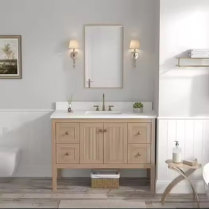 Grosir kabinet perabotan kamar mandi khusus suasana mewah pintar Vanity kamar mandi gaya sederhana dasar Amerika grosir - Product Image 1