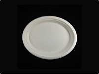 Assiette ovale jetable biodégradable 12,5*10 en bagasse de canne à sucre pour plats à emporter, gâteaux, barbecues et fruits