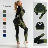 Roupas de yoga manga longa sem costura, venda quente de roupas femininas fitness, 8 cores, inverno, conjunto de roupas esportivas, plus size, S-2XL