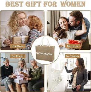 Nouveau sac fourre-tout en toile de jute rayé, grand sac tissé en jute pour femmes, idéal pour la plage, les courses, les mariages, les anniversaires, les remises de diplômes - Product Image 3