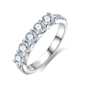 Hochwertige 3-lagige Beschichtung Sterling Silber Moissan ite Hochzeit Ewigkeit Versprechen Verlobung Frauen Band Ringe für Frauen - Product Image 2