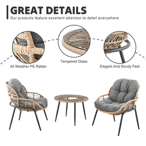Modern Rattan <b>Garden</b> <b>Table</b> and Chair Set Wholesale for Bedroom Bathroom Apartment Home Office Use - Product Image 5