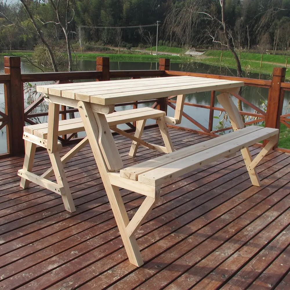 工場直送ガーデン木製ピクニックテーブル実用的な木製ピクニックテーブルとベンチ