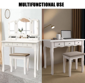 Muebles de dormitorio de madera blanca moderna, tocador con espejo iluminado/tocador para maquillaje para uso en vestidor de dormitorio - Product Image 3