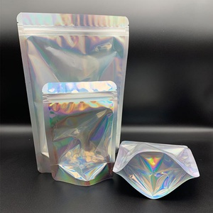 Wholesale Custom Black Plastic Hologram Mylar <b>Zip</b> Lock Bag with Clear Window and Zipper Lock Food Packaging - Product Image 3