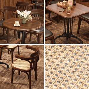 Meubles <span class=keywords><strong>de</strong></span> <span class=keywords><strong>restaurant</strong></span> commerciaux <span class=keywords><strong>de</strong></span> style américain moderne, tables et chaises, plateau en <span class=keywords><strong>bois</strong></span> PU, tailles personnalisables pour les restaurants - Product Image 6