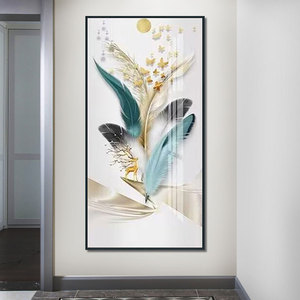 لوحة فنية أصلية مخصصة لتزيين الشرفة، فن جداري حديث، لوحة زخرفية من البورسلين الكريستالي باللون الذهبي والأزرق مع زجاج أكريليك - Product Image 6