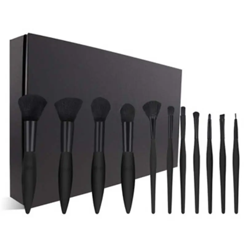 Foundation Lidschatten Kosmetik Pinsel Schönheit Tool Kit Benutzer definiertes Logo 11 Stück Schwarz Synthetic Pro Luxus Make-up Pinsel Set Mit Box
