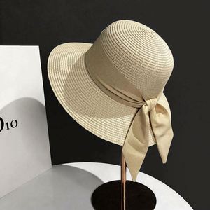 Nouveau design Chapeau de soleil en paille pour femme avec ruban, idéal pour les sorties estivales et les vacances à la plage - Product Image 5