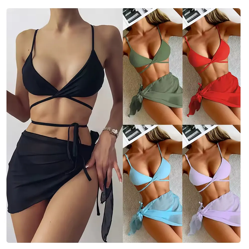 Phụ Nữ Thiết Kế 3 Piece Swimwear Set Sexy Swim Suits 2022 Phụ Nữ Sang Trọng Bikini Set Cho Womens Bikini Đồ Tắm Beachwear