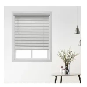 Factory Outlet Cordless Foaming Faux Wooden Venetian Blinds for Living Room Bathroom Kitchen Study Room Office