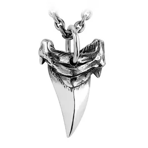 New Product Explosion Shiny Solid 925 Sterling Silver Shark Tooth Pendant Unique Cool Gift
