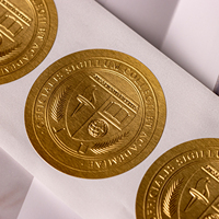 Étiquettes d'étanchéité pour certificats métalliques en aluminium doré personnalisées pour gaufres légales en feuille d'or Autocollants de gaufrage en métal 3D