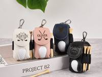 Porte-balles de golf magnétique en similicuir personnalisable au laser avec support pour tee, pochette de ceinture en cuir PU, cadeau de golf avec logo personnalisé