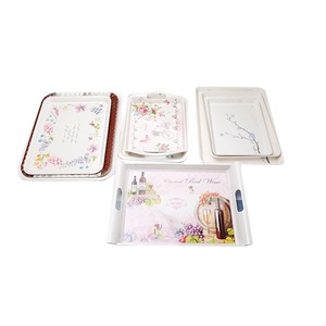 Melamine Serving Tray Rectangular Flowers Pattern For Tea Coffee Household Use - Product Image 1