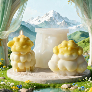 J10-527 अनुकूलित भेड़ सुगंधित मोमबत्ती सिलिकॉन मोल्ड फैलते पत्थर हस्तनिर्मित साबुन कला आभूषण स्मारिका मोल्ड मोमबत्ती - Product Image 3