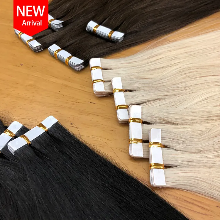 Fita para extensão de cabelo, fita de extensão de cabelo borgonha vietnamita, cutícula alinhada, feixes de fita