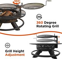 Brasero de Hierro para Exteriores con Parrilla Ajustable 2 en 1, Brasero Redondo Grande para Leña, Chimenea Clásica de Metal para Exteriores