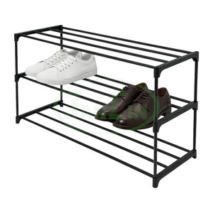 Meuble de rangement à chaussures empilable moderne pour salon, avec cadre en plastique et tubes métalliques, gain de place, idéal pour la maison, l'hôtel et l'appartement - Product Image 2