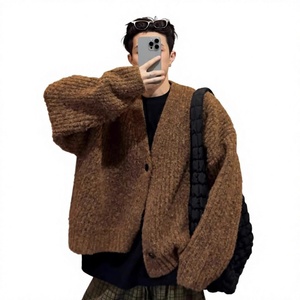 Cardigan in Seta a Maniche Lunghe Tonal con Collo a O, Spessore Standard, Traspirante, da Uomo, Trendy, per Autunno - Product Image 1