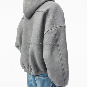 Custom Baggy Zipped Hoodie Unisex Cotton 500 Gsm Oversized Fleece Boxy Zip Hoodie Heavyweight Cropped Zip up Hoodie Manufacturer - Product Image 4