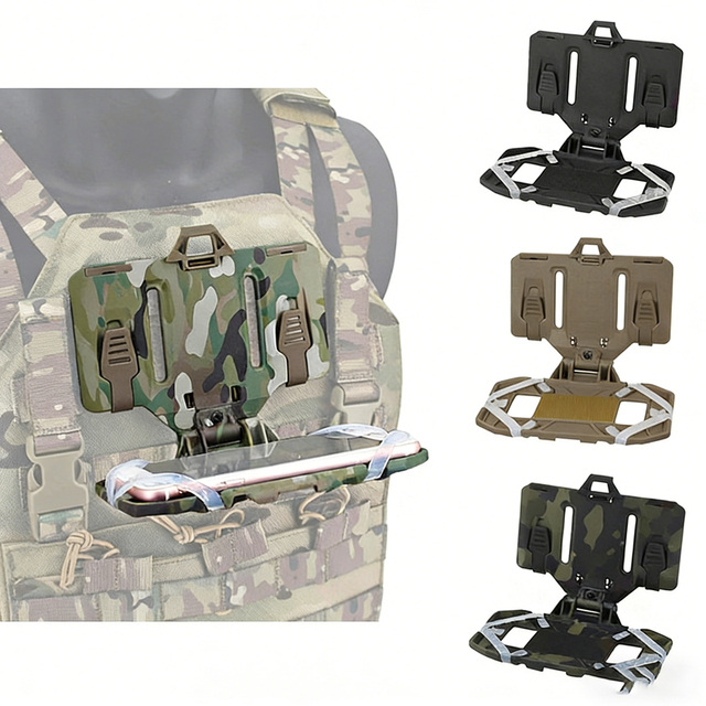 Tactical Molle Navigation Board Cell Phone Mible Holder Vest Chest Mount Foldable Cell Phone Holder Mobile Case