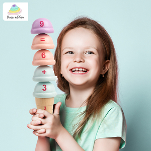 Seau d'apprentissage multifonctionnel créatif en bois de hêtre pour enfants en bas âge et préscolaires, idéal pour le jeu et l'éveil à l'artisanat (thème crème glacée) - Product Image 3
